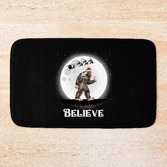 Believe Santa Bigfoot Christmas Sasquatch Bath Mats