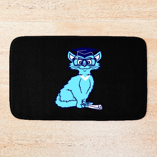 College Degree Cat School-leaving Certificate Pass Bath Mats