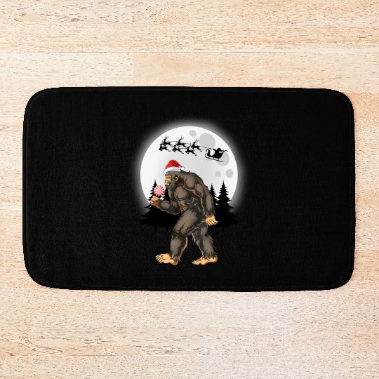Bigfoot Believe Christmas Tree Sasquatch Santa Bath Mats