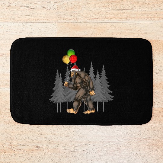 Bigfoot Believe Christmas Tree Sasquatch Santa Bath Mats