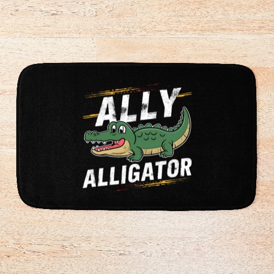 Funny Reptile Pride Month LGBT Ally Cute Alligator Bath Mats