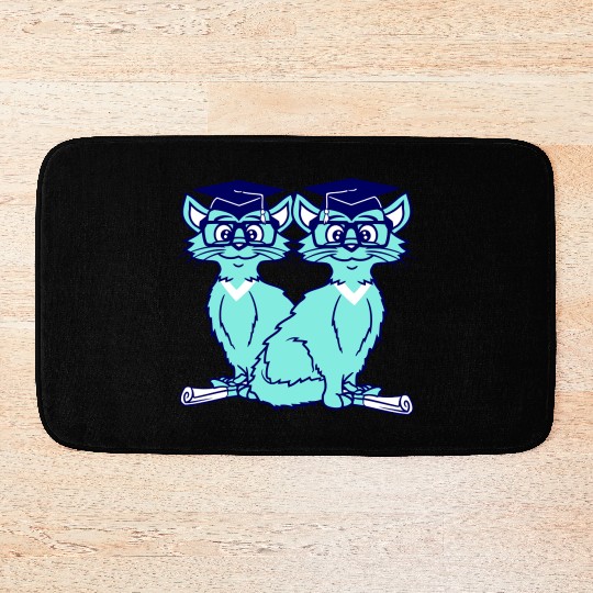 2 Cats College Degree School-Leaving Certificate Bath Mats