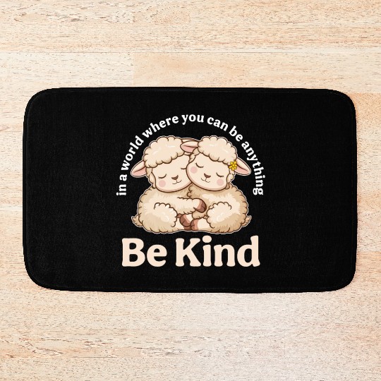 Lamb In a World Where You Can Be Anything Be Kind Bath Mats