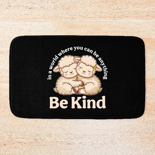 Lamb In a World Where You Can Be Anything Be Kind Bath Mats