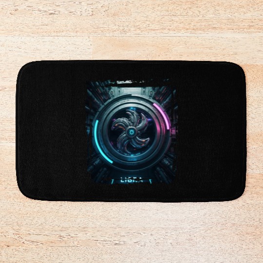 Zodiac sign Libra in cyberpunk era Future Bath Mats