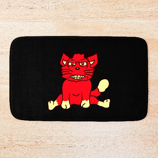 Demon Monster Cat Halloween Fun Horror Devil Horns Bath Mats