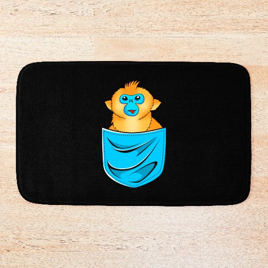 Cute Golden Snub Nosed Monkey In A Pocket Bath Mats