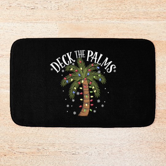 Deck The Palms Tropical Hawaii Christmas Palm Tree Bath Mats