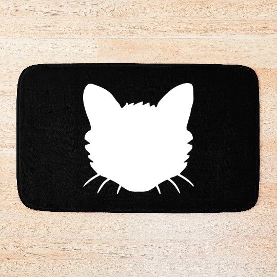 Cat Face Silhouette Kitten Head Outline Outline Bath Mats