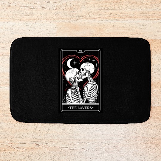 Gothic Line Art Of The Lovers Tarot Card Bath Mats