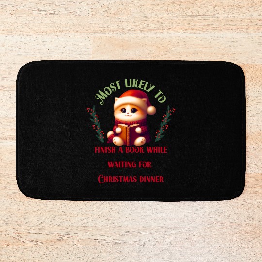 Most Likely To Christmas Bookish Quotes Bath Mats