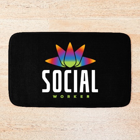 Social Worker Rainbow Lotus Bath Mats