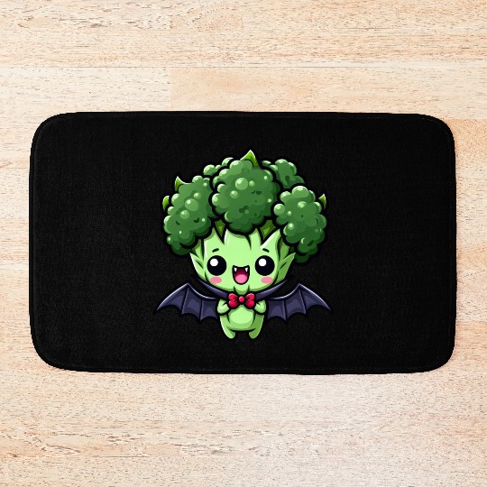 Cute Halloween Broccoli Vampire Cartoon Bath Mats