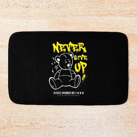 Teddy Bear "Never Give Up" Bath Mats
