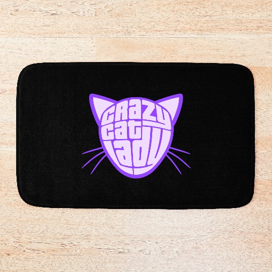 Crazy Cat Lady Text Love Saying Quote Weird Woman Bath Mats