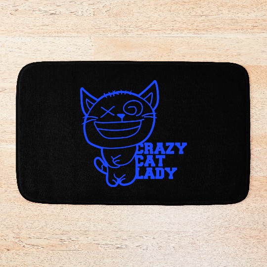 Crazy Cat Lady Text Love Saying Quote Weird Woman Bath Mats