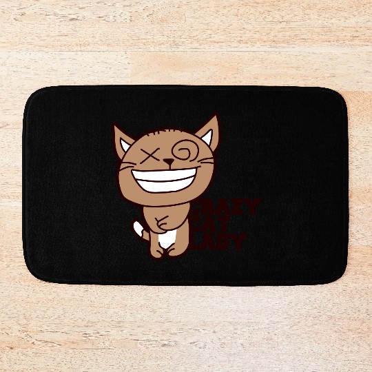 Crazy Cat Lady Text Love Saying Quote Weird Woman Bath Mats