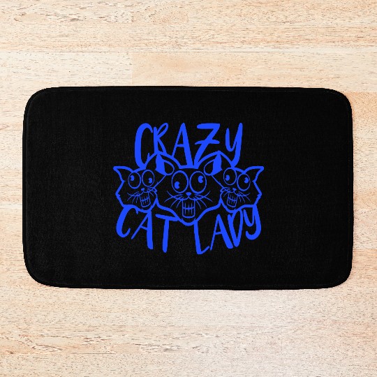 Crazy Cat Lady Text Love Saying Quote Weird Woman Bath Mats