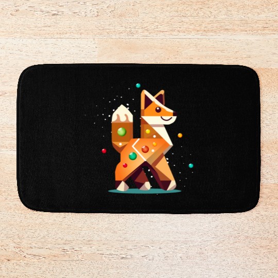 Fox in gingerbread style -creative Christmas motif Bath Mats
