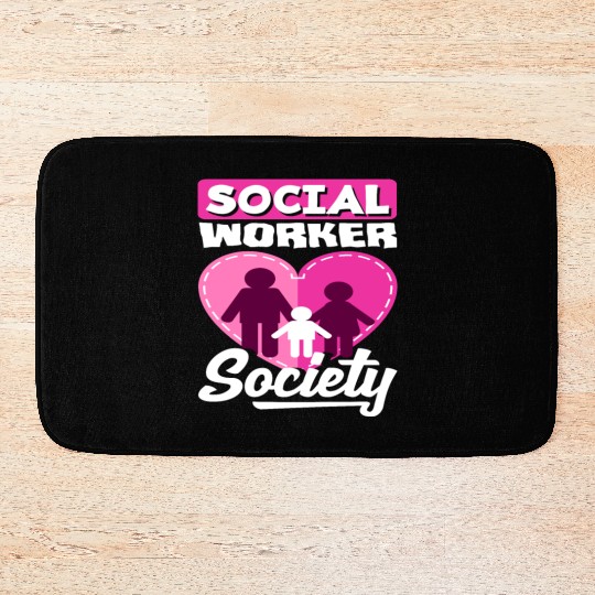 Social Worker Society Heart Family Bath Mats