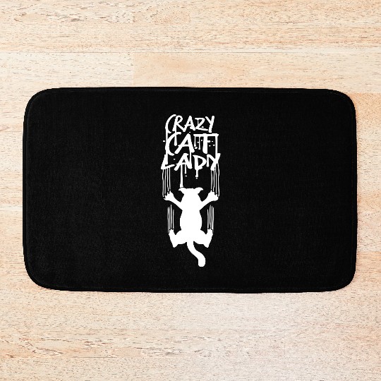 Crazy Cat Lady Text Love Saying Quote Weird Woman Bath Mats