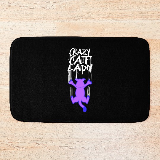 Crazy Cat Lady Text Love Saying Quote Weird Woman Bath Mats