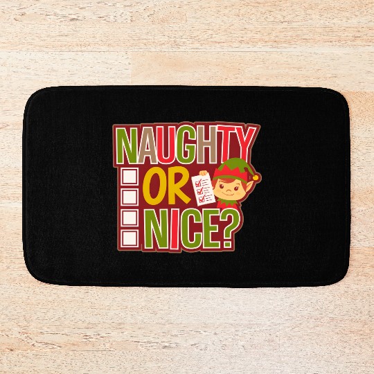 Playful Elf Naughty or Nice Holiday Fun Bath Mats