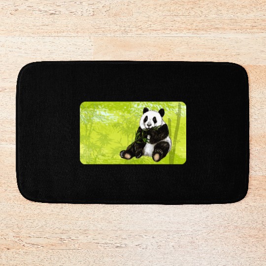 Cute panda bear with bamboo - design for kids Bath Mats