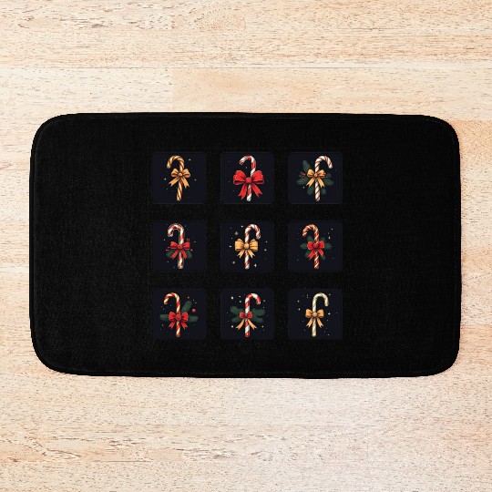 christmas cheer candy cane Bath Mats