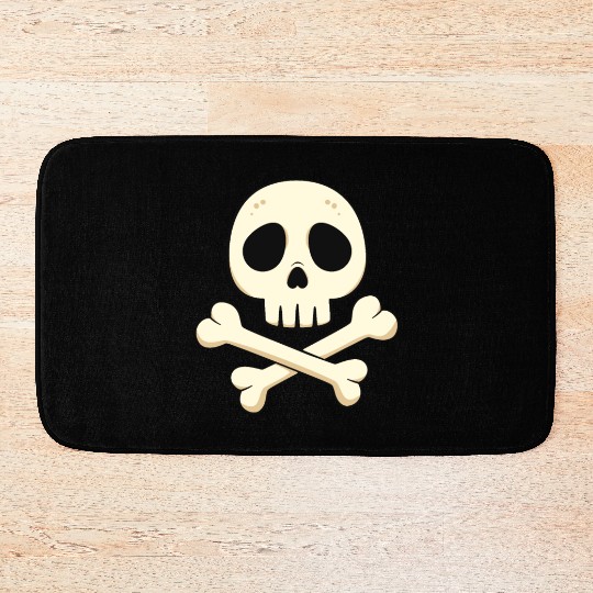 Cartoon skull and crossbones Bath Mats
