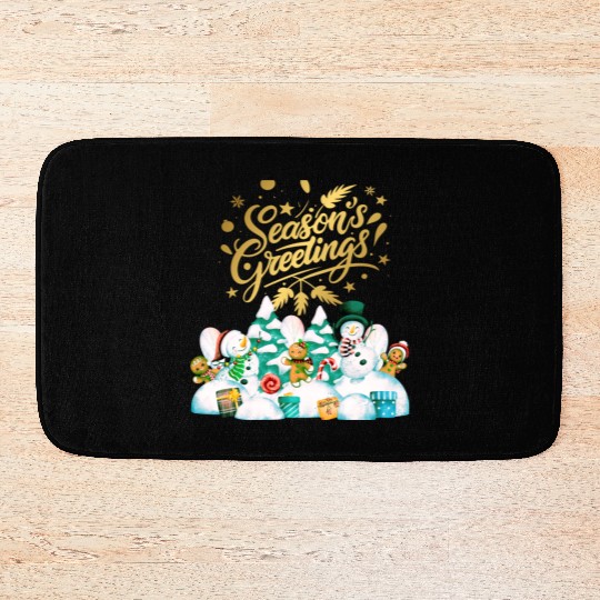 Seasons greetings with friends Bath Mats