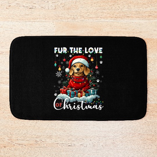 Dachshund Christmas Tree Lights Decorations Dog Bath Mats