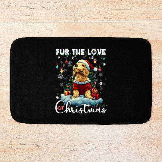 Golden Retriever Christmas Tree Decorations Dog Bath Mats