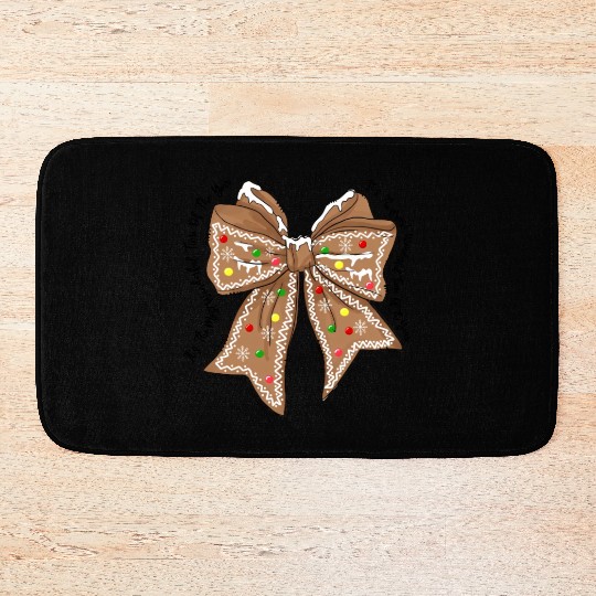 Gingerbread Croquette Bow DTF transfer Bath Mats