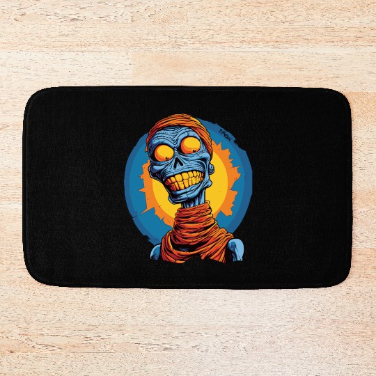Blue and Funny Cartoon Skeleton Skull Mummy Bath Mats
