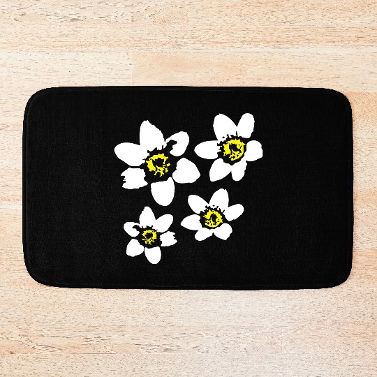 Beautiful White Daisies Flowers Spring Summer Fun Bath Mats