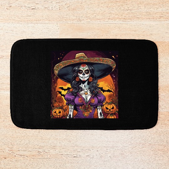 Elegant Halloween Catrina - Día de los Muertos Sty Bath Mats