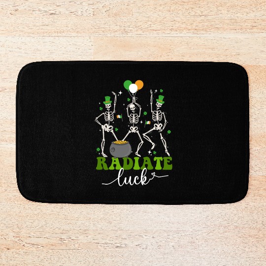 Skeleton Radiate St Patricks day shamrock Bath Mats