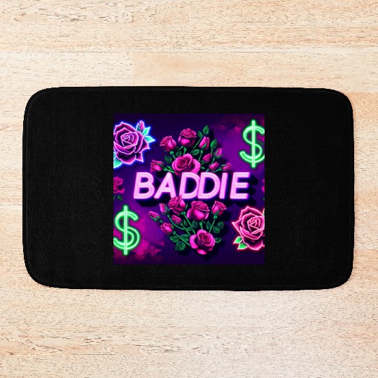 BADDIE in Neon Pink Bath Mats