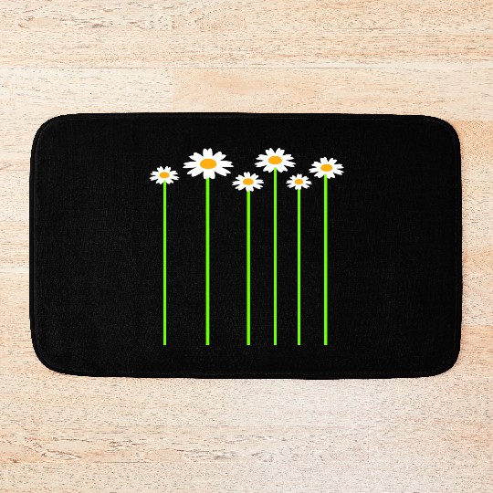Many Pretty Daisy Flowers Decorative Nature Design Bath Mats