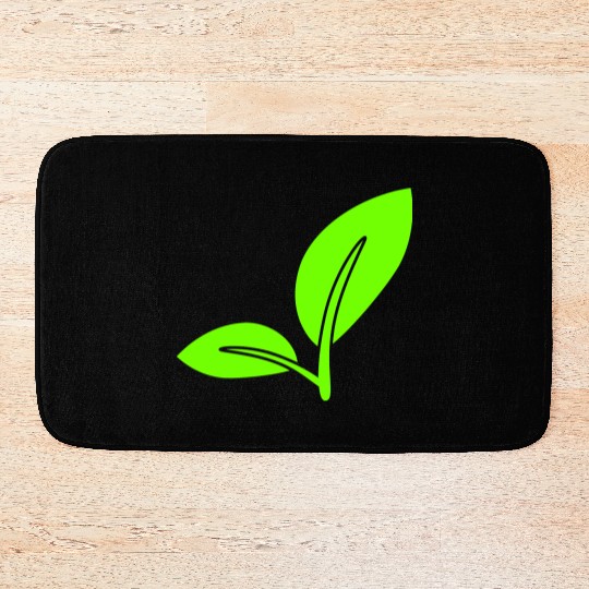 2 Green Beautiful Leaves Eco Spring Summer Nature Bath Mats