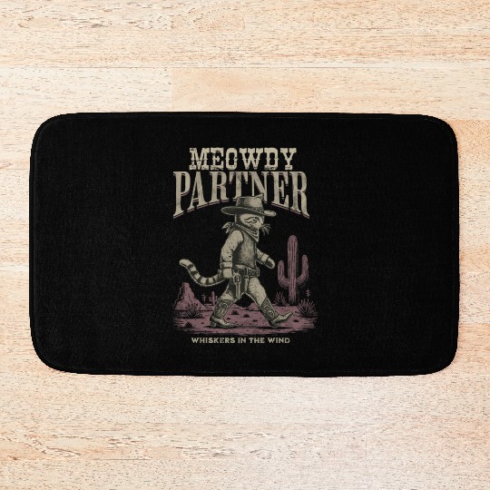 Meowdy Partner Whiskers In The Wind Cowboy Cat Bath Mats