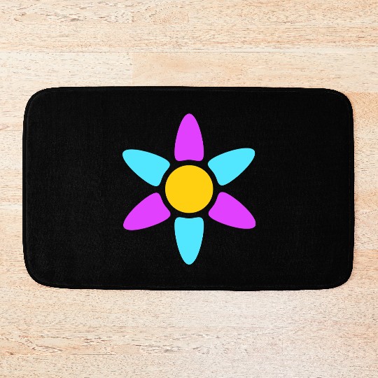 Small Daisy Flower Decorative Yellow Purple Design Bath Mats