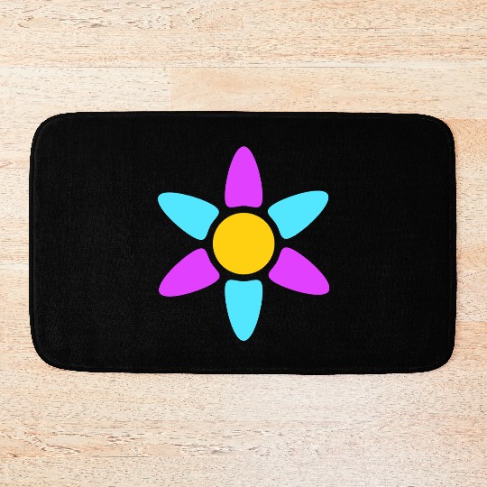 Small Daisy Flower Decorative Yellow Purple Design Bath Mats