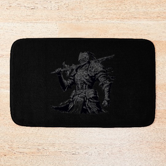 Black Warrior Sketch Power Fantasy Art Bath Mats