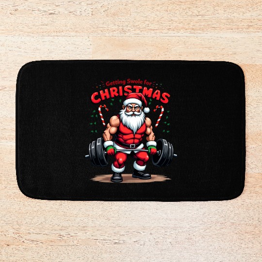 Santa Workout Mode Bath Mats