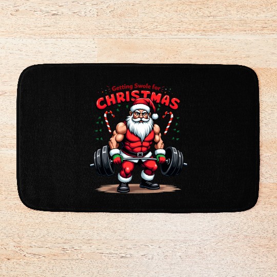 Santa Workout Mode Bath Mats