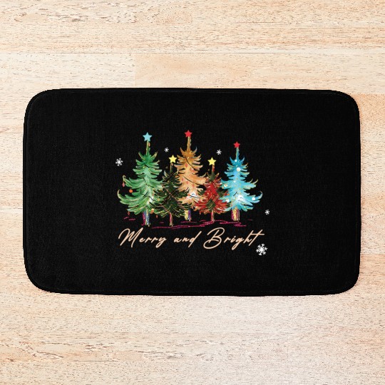 Merry and Bright Trees Vintage Christmas Tree Xmas Bath Mats