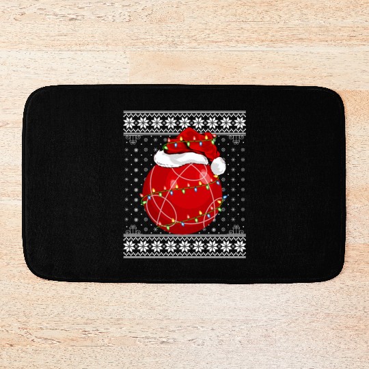 Bocce Player Ugly Christmas Bath Mats