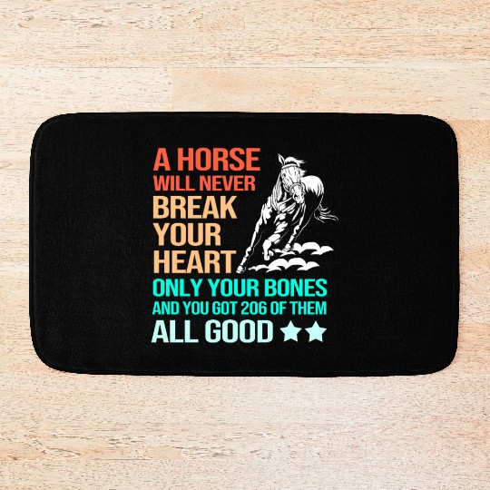 Funny Barrel Racing Cowgirl Horseback Riding Bath Mats